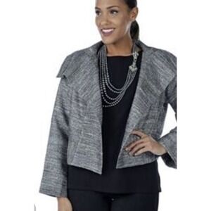 Heidi Daus Metallic Textured Open Front Jacket Blazer 1X New Yrs Eve